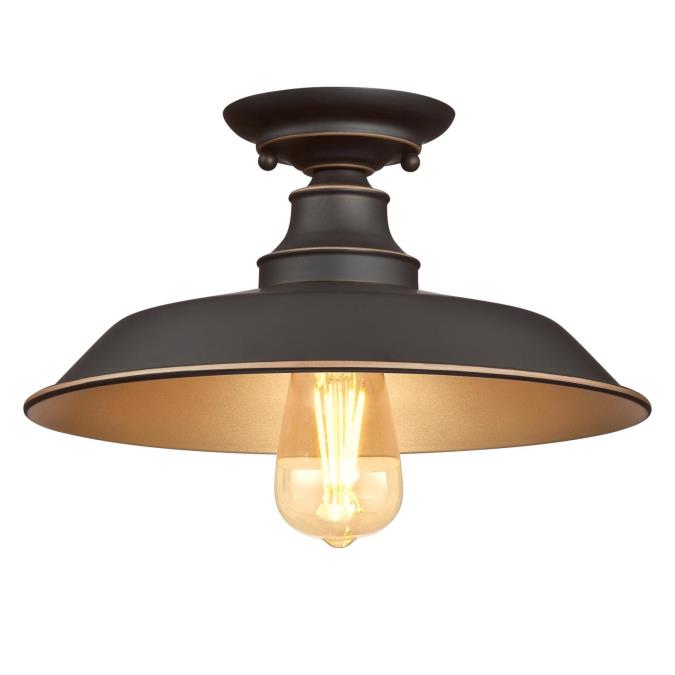 Westinghouse Lighting Iron Hill 12 Inch One Light Indoor Semi Flush Mount Ceiling Fixture Oil Rubbe