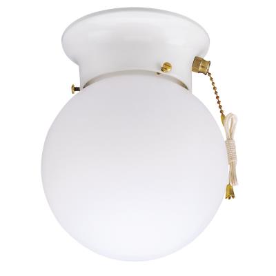One-Light Indoor Flush-Mount Ceiling Fixture with Pull Chain
