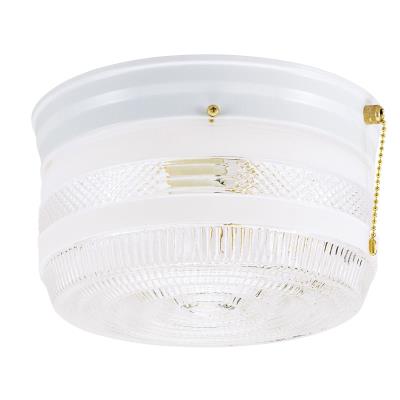 Two-Light Indoor Flush-Mount Ceiling Fixture with Pull Chain