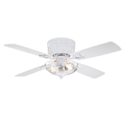 Hadley 42-Inch Indoor Ceiling Fan with Dimmable LED Light Fixture, White Finish