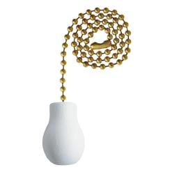 Wooden Knob White Finish Pull Chain